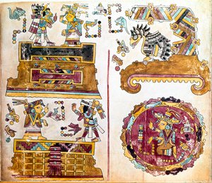 Mixtec Codex with Illustrations of Daily Activities (Detail) by Mixtec Mixtec