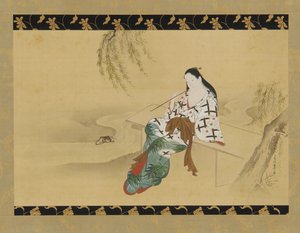 Landscape: A Yujo Sitting on a Bench, 18th century
