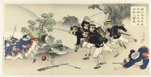 In the Chinchon Region, Five Military Engineers Drive Away More Than a Hundred Chinese Soldiers by Mizuno Toshikata