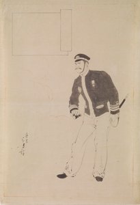 Preparatory Drawing for a Woodblock Print Depicting a Japanese Naval Officer during the Sino-Japanese War by Mizuno Toshikata