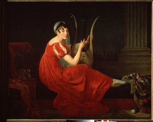Portrait of Josephine Budayevskaya. Elegant Woman with a Harp