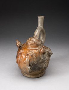 Stirrup Spout Vessel with Relief Depicting a Fishing Scene