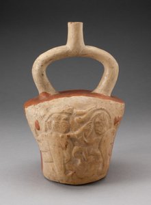 Stirrup Vessel Incised with Supernatural Battle Scene