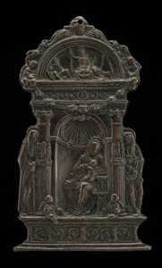 Madonna and Child Enthroned with Saint Anthony Abbot and Saint Jerome by Moderno