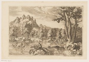 Landscape with Anglers (Landscapes after Titian) by Moise Jean Baptiste Fouard