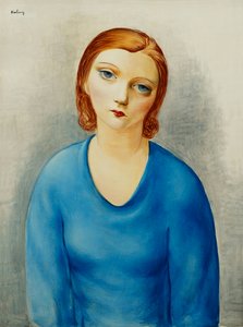 Young Woman in a Blue Blouse by Moise Kisling