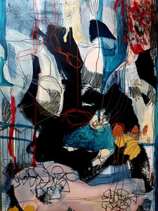 Deep Blue Abstract Layers by Monika Riethmueller