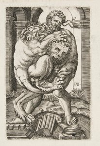 Hercules and the Nemean Lion by Monogrammist B