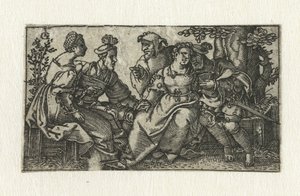 Two Lovers with a Jester