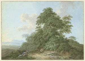 Landscape with Resting Travelers along a Road by Monogrammist FWH (possibly)