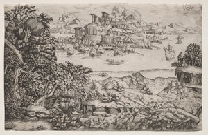 Landscape with a Temple above a Lake by Monogrammist HI
