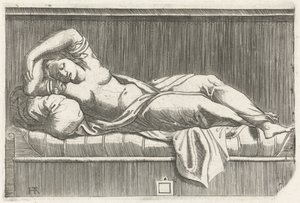 Cleopatra Half-Naked Lying on a Bed by Monogrammist HTA