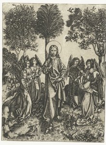 Christ in the Wilderness with Angels by Monogrammist IE