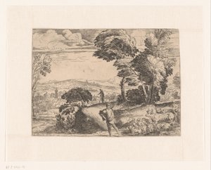 Landscape with Shepherds by Monogrammist IF (graveur)