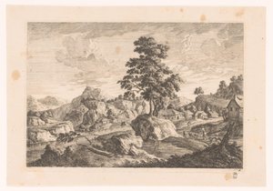Mountainous Landscape with Houses by Monogrammist MEG