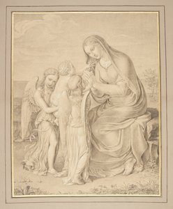 The Virgin Mary Adoring the Christ Child, Carried by Two Angels by Monogrammist OSt