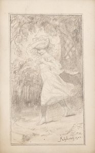Girl Running in the Wind by Monogrammist RM.