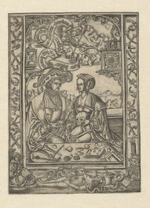 Vanitas: Man and Woman with Skull by Monogrammist XXX met L (attributed to)