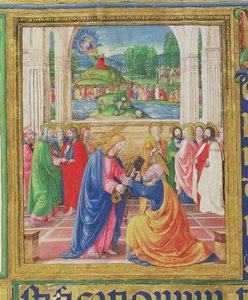 Christ Giving the Keys to St. Peter, in the Background God Delivers the Tablets of the Law to Moses, from a Psalter Written by Don Appiano from the Church of the Badia Fiorentina, Florence