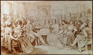 The Composer Franz Schubert Accompanies Tenor Johann Michael Vogl at a Musical Evening at the Baron von Spaun
