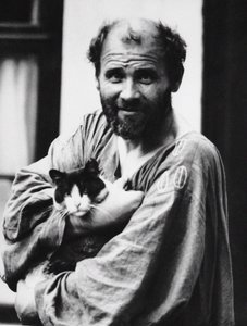 Gustav Klimt with a cat, 1911 by Moritz Nähr