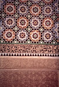 The lower wall of the main courtyard, built by the Saadians in 1565 by Moroccan School