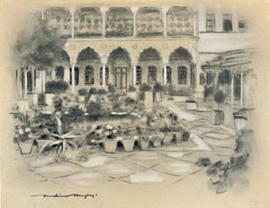 Courtyard in Damascus, 1903 by Mortimer L Menpes