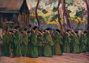 Procession of Archers at Kioto by Mortimer L Menpes