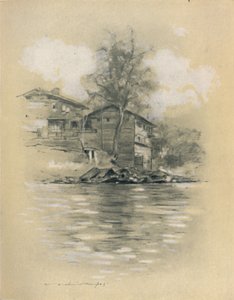 River Dwelling at Srinagar, 1903 by Mortimer L Menpes