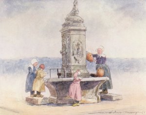 At the Fountain, Concarneau by Mortimer Ludington Menpes