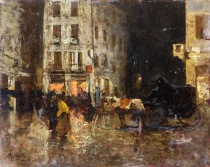 A Street Scene at Night