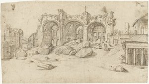 Ruins of the Basilica of Maxentius and Constantine, Rome by Moses Ter Borch