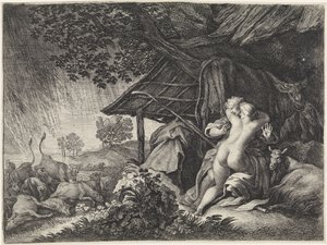 Shepherd and Shepherdess Sheltering from a Storm
