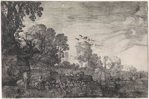 Landscape with a Herd on a Bridge by Moyses van Wtenbrouck