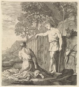 Washerwoman and Shepherd by a Stream by Moyses van Wtenbrouck
