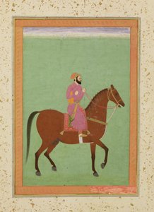 A Mughal Amir on Horseback, c.1670-80, from the Large Clive Album by Mughal School