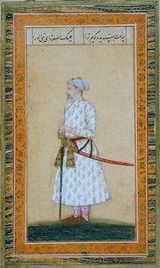 A Prince wearing a sword, from the Small Clive Album by Mughal School