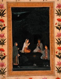Lady visiting an ashram at night, from the Small Clive Album by Mughal School