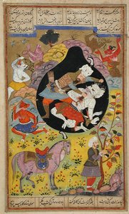 Rustam Slays the White Div by Mughal School