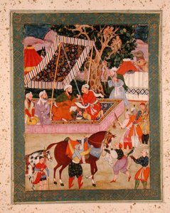Scene during a Hawking Expedition, from the Large Clive Album, c.1570 by Mughal School