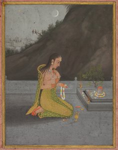 A Night Scene of Shiva Puja, c.1760-70 by Muhammad Riza i Hindi