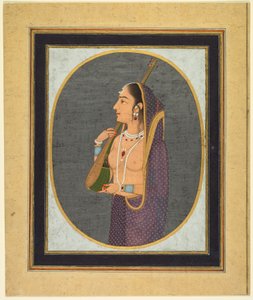 Court Lady Singing and Playing the Vina, c. 1760 by Muhammad Riza i Hindi