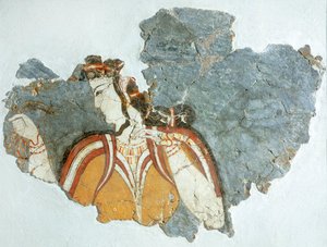 Lady of court, fresco from Mycenae Palace, Greece, Mycenaean Civilization by Mycenaean