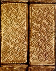 Detail of a Wooden Cassette Covered with Gold Leaves