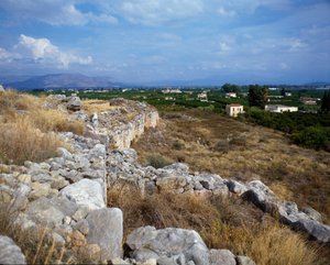 Ruins of the fortress of the citadel: site of the ancient city of Tiryns, around 1200 BC. Greece by Mycenaean