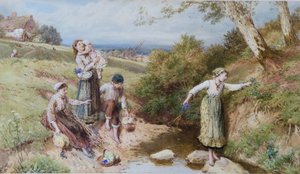 Gathering Primroses and Spring Flowers