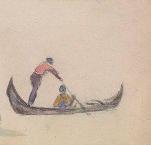 One of a Group of Three Studies of Gondolas by Myles Birket Foster