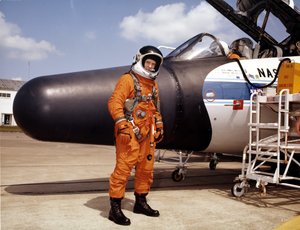 NASA Astronaut with Experimental Airplane