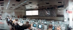 The Mission Operations Control Room in Mission Control Centre, Houston, Texas, USA by NASA Images