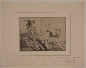 Seated Hunter and a Dog by N.B. Krossing